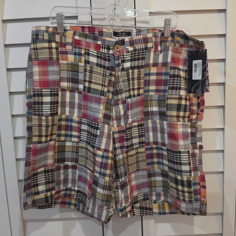 NWT Vintage - Snake Eyes Players Golf Patch Madras Shorts Sz. 36